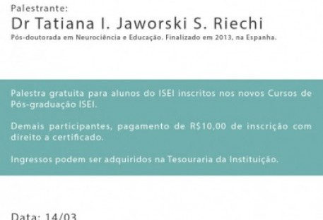 Palestra Inaugural dos Cursos de Pós Graduação ISEI traz como temática o direito de aprender